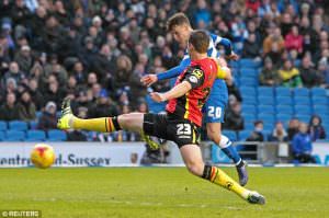 Solly March gave Albion a 1-0 lead against Birmingham City