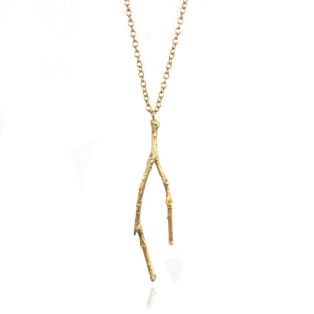 Long twig necklace gold