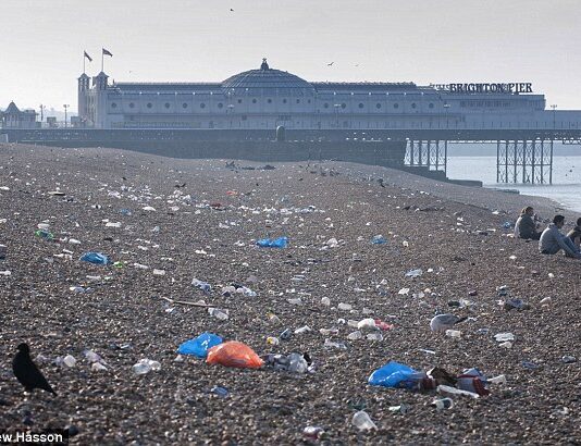 Torrid Tuesday leaves 30 tonnes of Rubbish on Brighton Beach