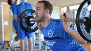 Glenn Murray undergoing strength work at Albion's Tenerife training camp