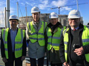 City leaders have approved the marina's expansion. Pictured, left to right: Construction director Peter Green, city council chief executive Geoff Raw, Brunswick Developments Andrew Goodall and Cllr Warren Morgan