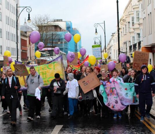 Demonstration in Brighton to unite communities against cuts to public services Youth Services Protest