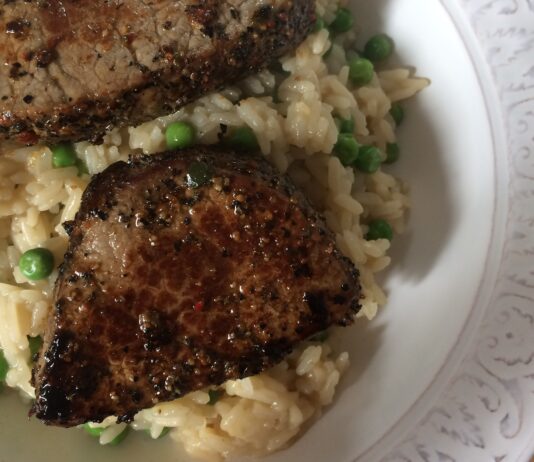 GF Dinners: Peppercorn Crusted Steak and Creamy Chicken Rice
