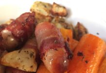 GF Dinners: Bacon Wrapped Sausages And Roasted Mediterranean Potatoes
