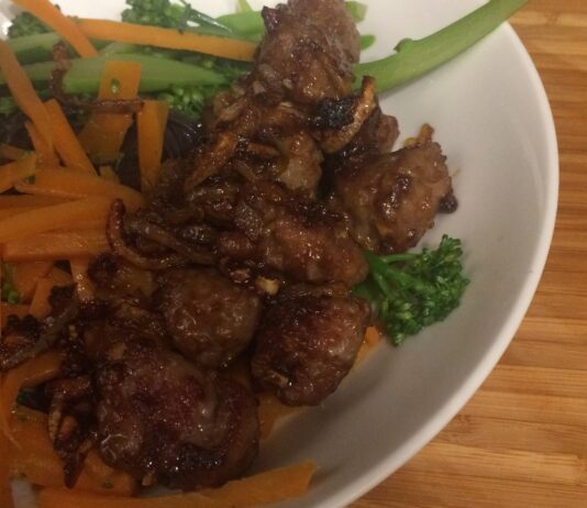 GF Dinners: Sticky Meatballs and Black Noodles