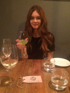 Happily drinking my juice waiting for my next course