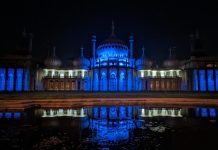 Royal Pavilion lit up to celebrate The Seagulls first European season