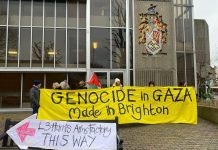 Anti-war organisation protested outside Hove Town Hall on Wednesday to show solidarity with Palestine