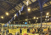 Pro-Palestine activists protested inside Brighton Station on Wednesday to mark 130 days of Israel-Gaza war