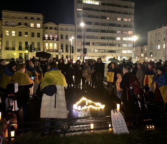 Ukrainian community group held vigil and protested in Brighton in support of Ukraine on Saturday