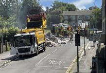 Bin lorry caught fire near Brighton university