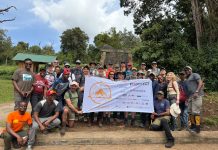 Celebrity Kilimanjaro Team Raises £100,000 at Ditchling Vineyard Kilimanjaro team with flag — Kidscape charity climb 2026