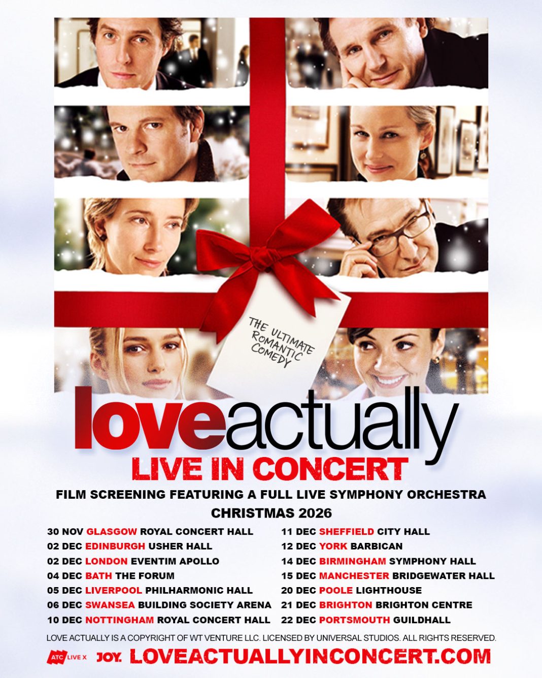Love Actually Live in Concert Brighton poster, Brighton Centre, 21 December